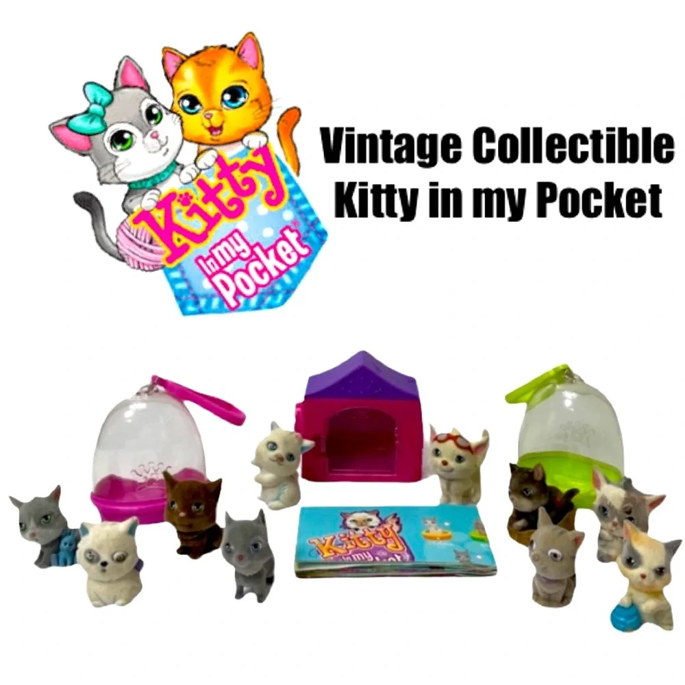 Kitty in My Pocket Vintage Toys Cats MEG Play Jakks Doll House Miniatures Pink